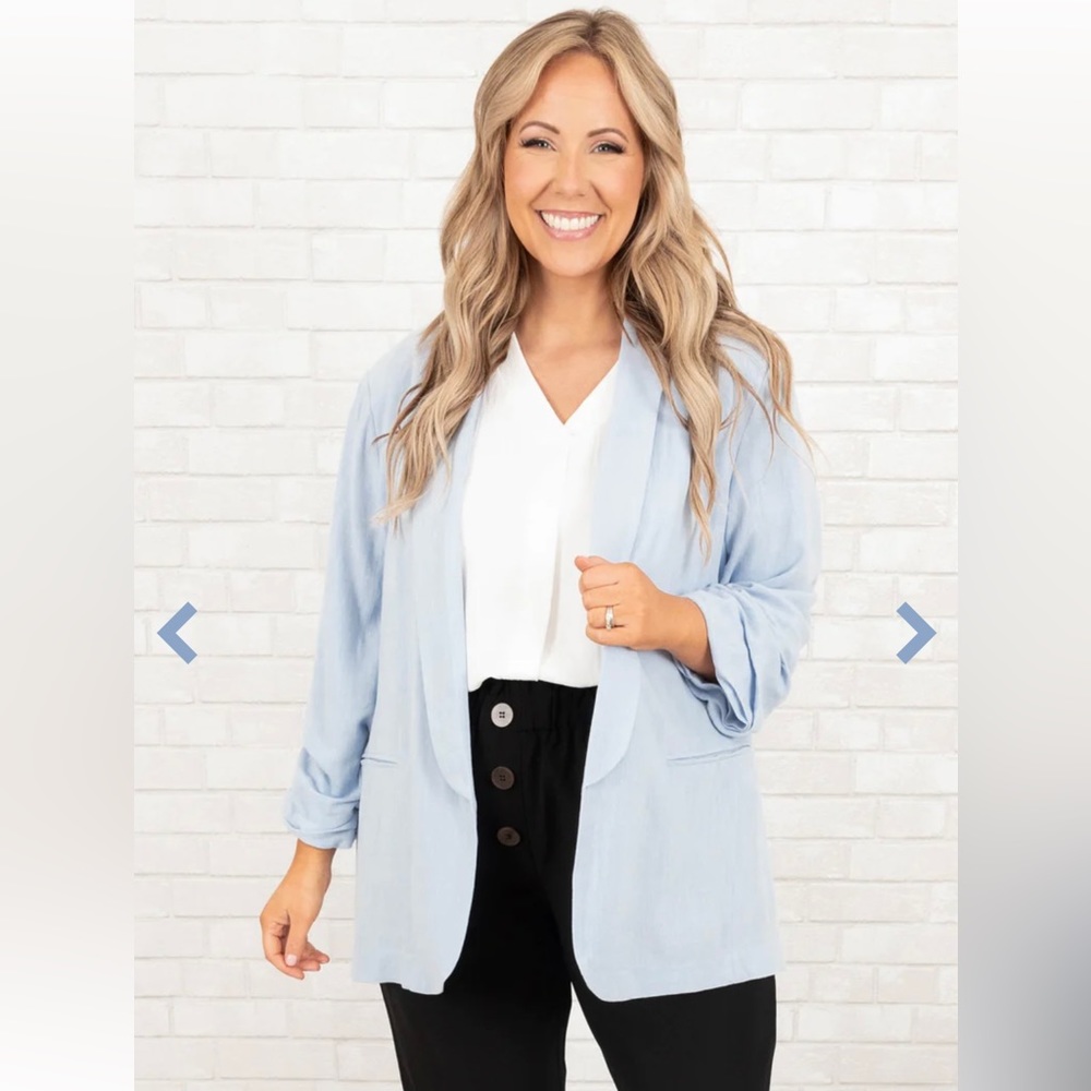 Chic Soul Light Blue Open-Front Blazer